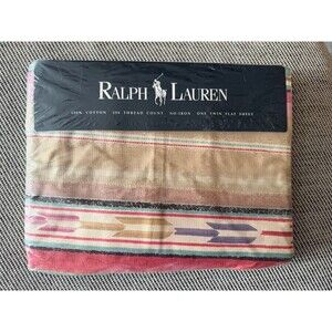 NWT Vintage Ralph Lauren Mesa Aqua-Twin Flat Sheet Only Southwestern Desert